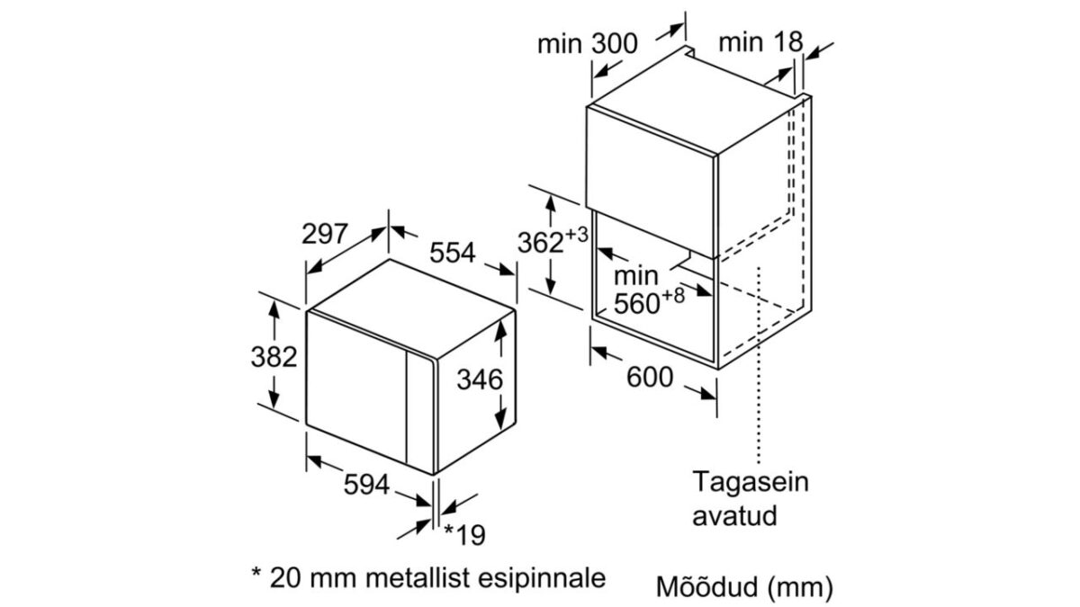 Integreeritav mikrolaineahi Bosch BFL joonis