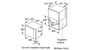 Integreeritav mikrolaineahi Bosch BFL joonis
