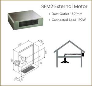 Väline mootor SIRIUS SEM2 välistingimustesse katuseräästa alla