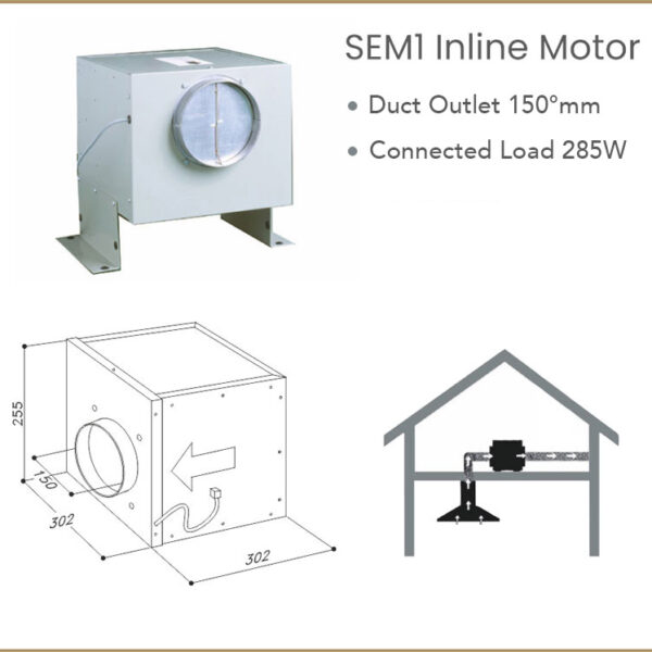 Väline õhupuhasti mootor SIRIUS SEM1 sisetingimustesse