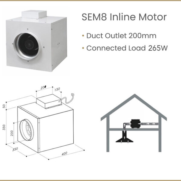 Väline õhupuhasti mootor SIRIUS SEM8 sisetingimustesse