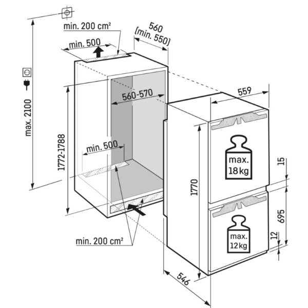 Integreeritav külmik-sügavkülmik ICe 5103 Pure