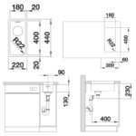 BLANCO ANDANO 180-U roostevaba valamu joonis