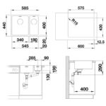 BLANCO ANDANO 340 180-IF roostevaba valamu joonis