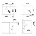 BLANCO ANDANO 450-U roostevaba valamu joonis