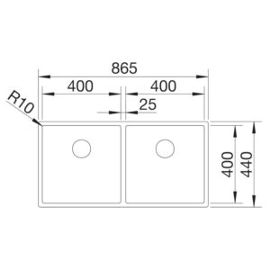 BLANCO CLARON 400400-U roostevaba valamu 521618 joonis