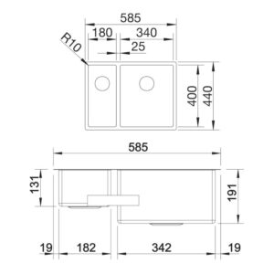 BLANCO CLARON 340180-IF roostevaba valamu joonis