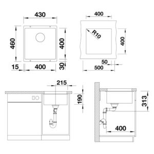 BLANCO SUBLINE 400-U valamu joonis