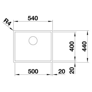 BLANCO ZEROX 500-U roostevaba valamu joonis