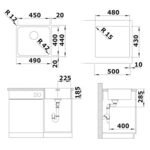 BLANCO SOLIS 450-IF roostevaba valamu 526121 joonis