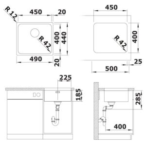 BLANCO SOLIS 450-U roostevaba valamu 526120 joonis