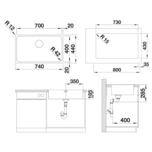 BLANCO SOLIS 700-IF roostevaba valamu 526126 JOONIS