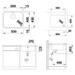 BLANCO SUPRA 500-U roostevaba valamu 518205 joonis