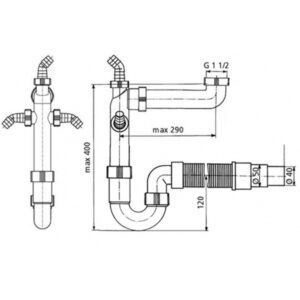 Sifoon ruumi säästva toruga köögivalamule 137287