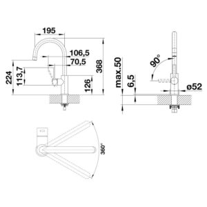 BLANCO CANDOR köögisegisti 523120 joonis