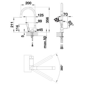BLANCO CORESSA-F L köögisegisti 521544 joonis