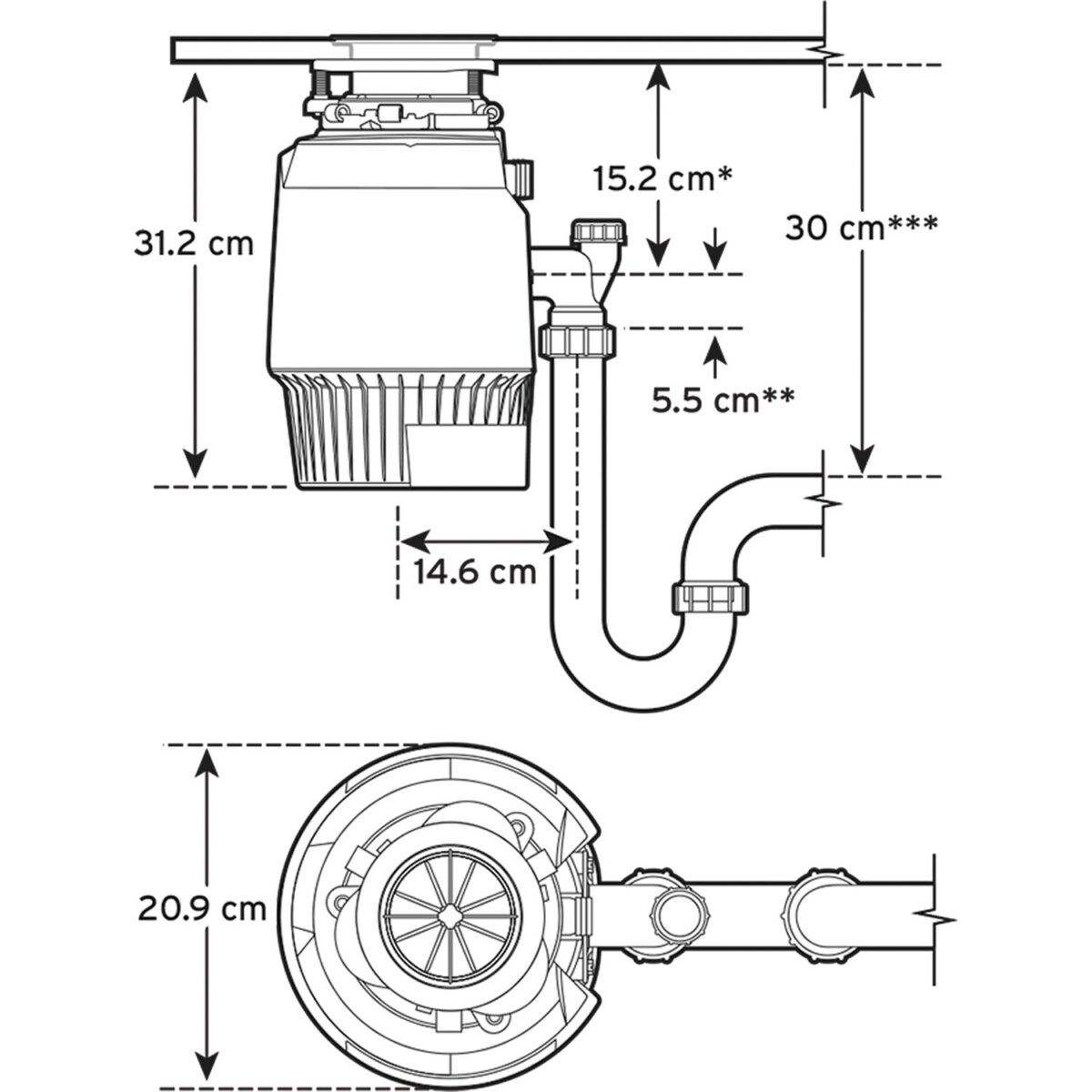 Jäätmepurustaja - köögihunt EVOLUTION PLUS 1000EC mõõdud