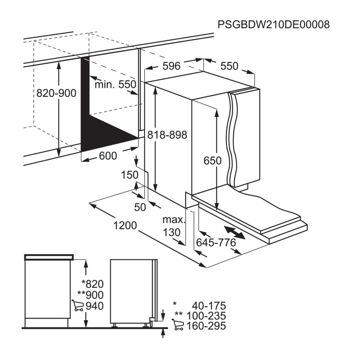 Integreeritav nõudepesumasin AEG FSE64610Z joonis