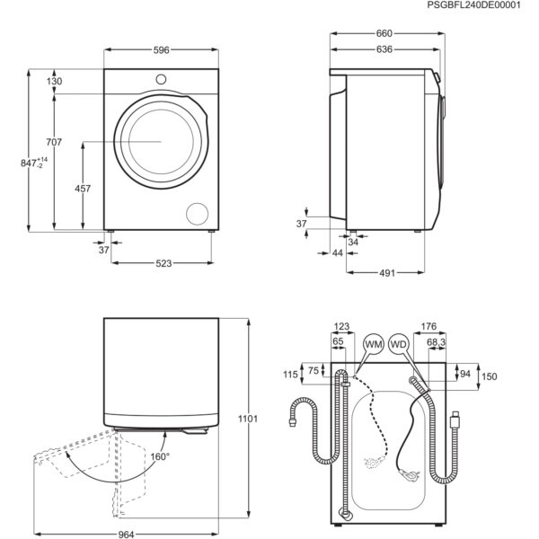 Pesumasin-kuivati Electrolux EW8W261BG joonis