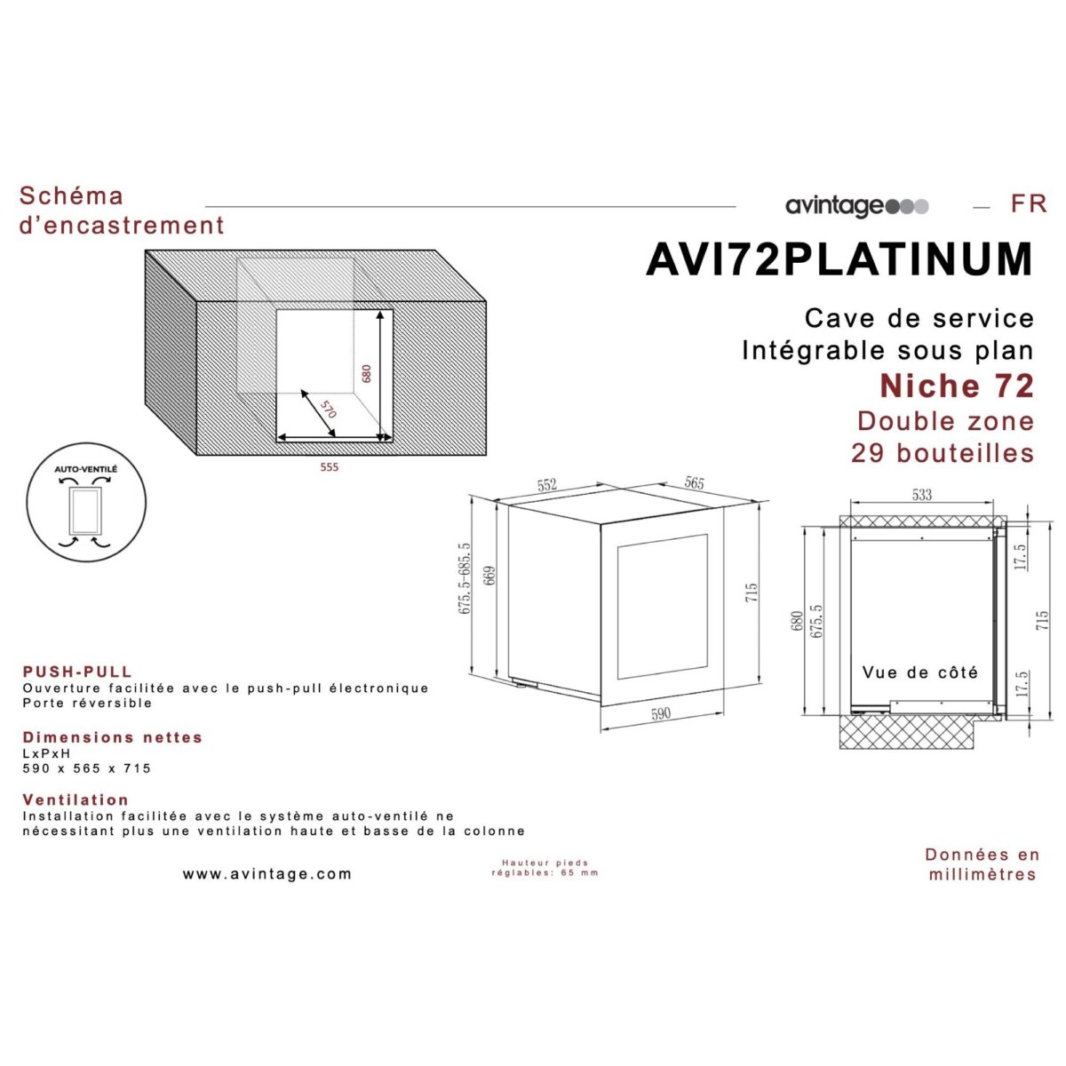 Avintage AVI72PLATINUM integreeritav veinikülmik - Image 9