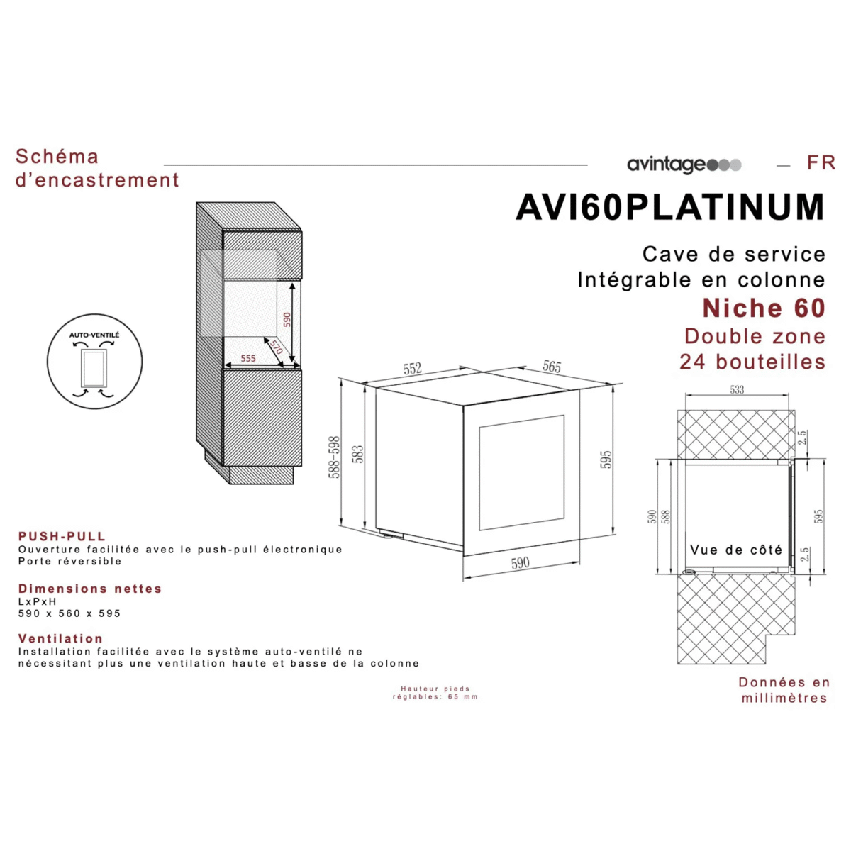 Avintage AVI60PLATINUM integreeritav veinikülmik