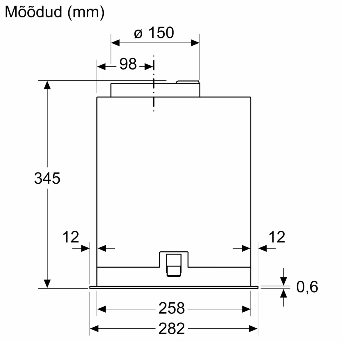 Bosch DLN56AC50 integreeritav õhupuhasti 52 cm paigaldusjoonis