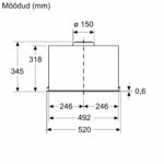 Bosch DLN56AC50 integreeritav õhupuhasti 52 cm paigaldusjoonis
