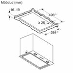 Bosch DLN56AC50 integreeritav õhupuhasti 52 cm paigaldusjoonis